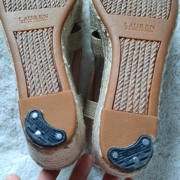 Lauren Ralph Lauren Penelopie Wedge Sandals Size 10 Womens Slingback Tan Khaki - Picture 10 of 12